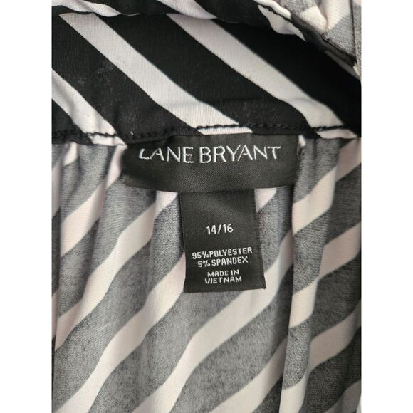 Lane Bryant Striped Skirt Women 14/16 Black Knee Length Stretch - Picture 2 of 2